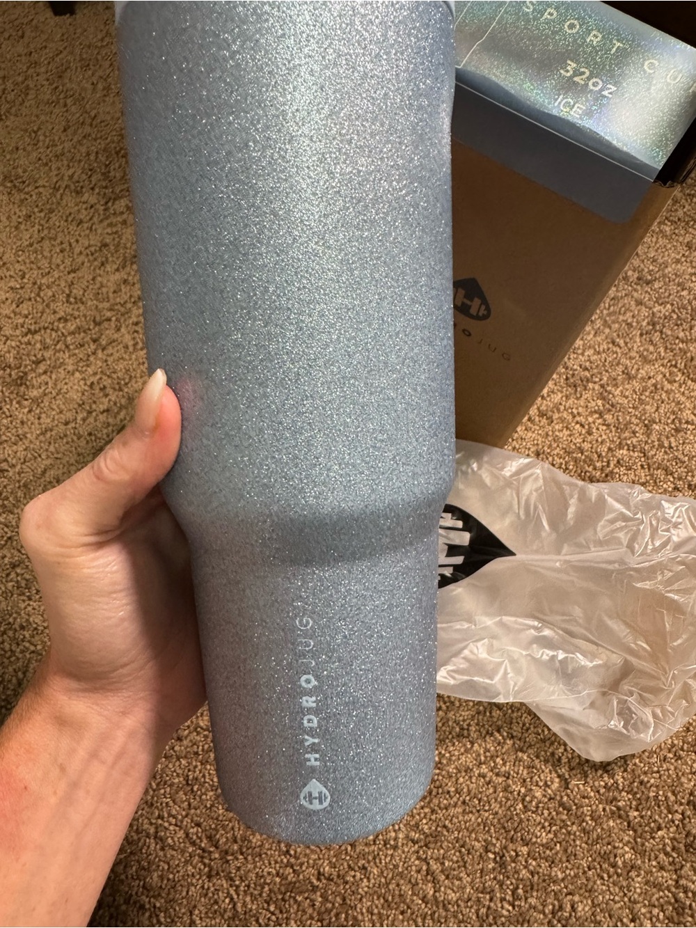 NWT HydroJug 32oz Sport Ice Birthday Glitter Baby Blue - Picture 2 of 5